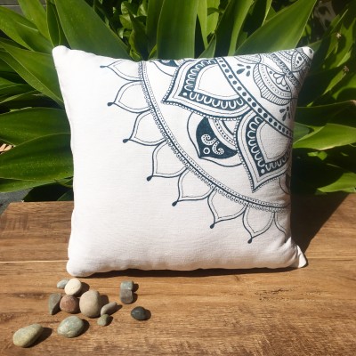 Denim Mandala White Cushion